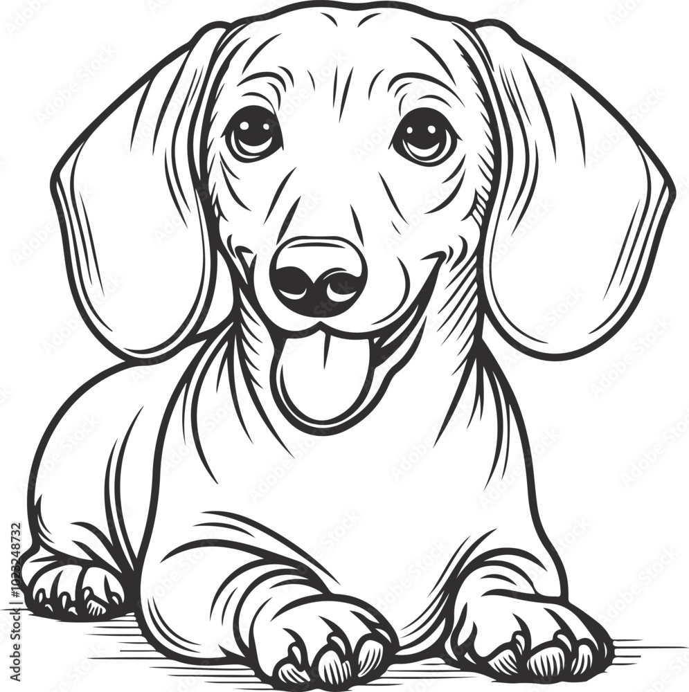 Line Art Dachshund Dog continuous line drawing vector illustration Line Art Dachshund Dog continuous line drawing vector illustration