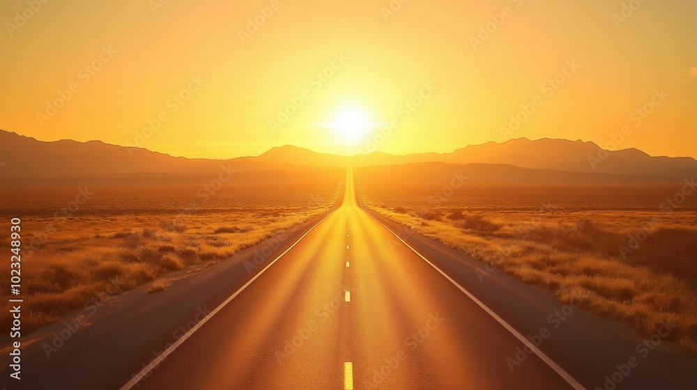 Endless Road Leading to the Horizon at Sunset Endless Road Leading to the Horizon at Sunset