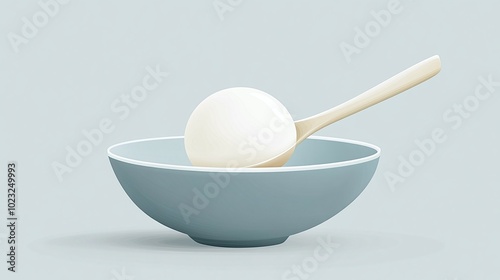 Scoop out glutinous rice balls with a spoon and celebrate eating glutinous rice balls