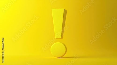 Wallpaper Mural Minimalist exclamation mark standing out on a yellow background, perfect for alert messages or design mockups Torontodigital.ca
