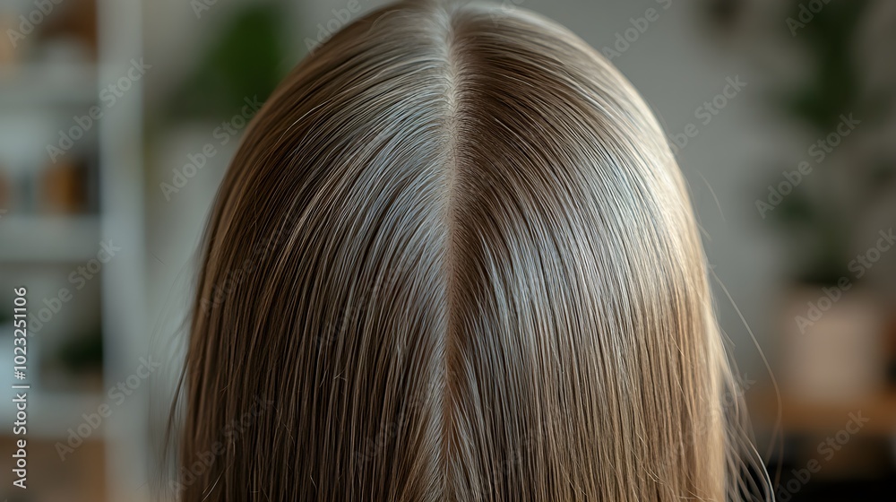 Hair thinning recovery testimonial featuring a woman, with before-and-after photos of her regrowth process through natural treatments, clear focus on hair density, Realistic