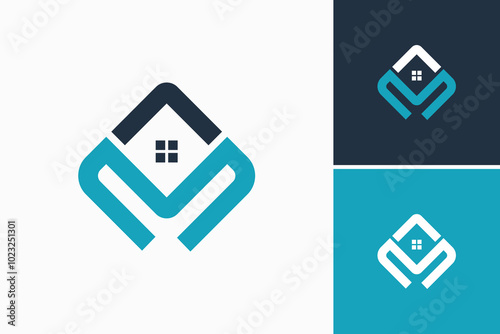 letter AM with home Logo design vector 