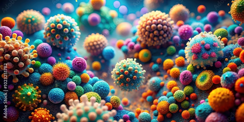 Vibrant Microscopic Organisms Representing Vitality and Creativity for Abstract Backgrounds