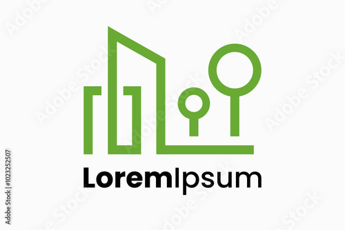 building green leaf Logo design vector 