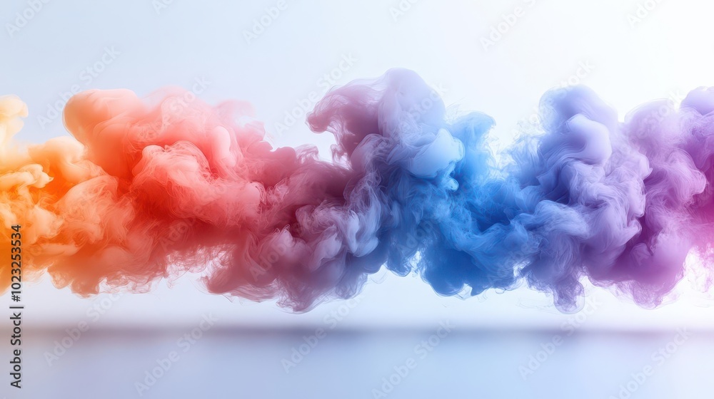 Fototapeta premium colorful smoke explosion bursting against a clean white background creating an artistic and dynamic visual ideal for creative projects