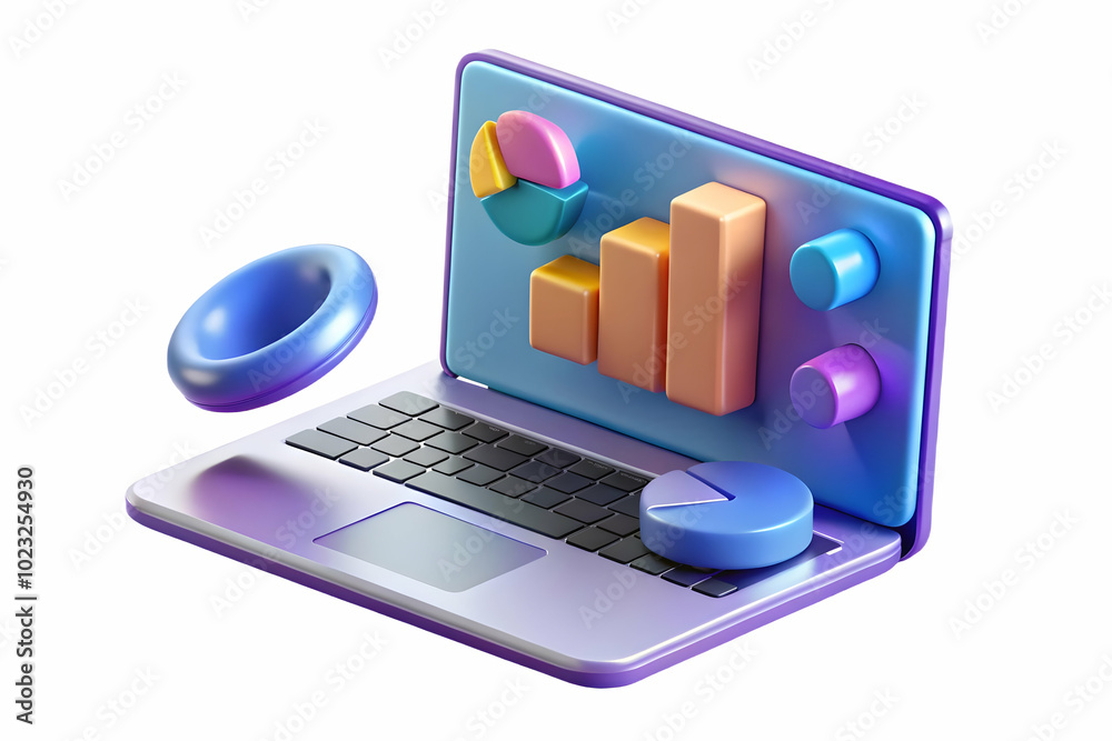 Glossy Laptop with Holographic Wine Glass on White Background - Spacious Photo Stock Concept for Marketing and Advertising Glossy Laptop with Holographic Wine Glass on White Background - Spacious Photo Stock Concept for Marketing and Advertising