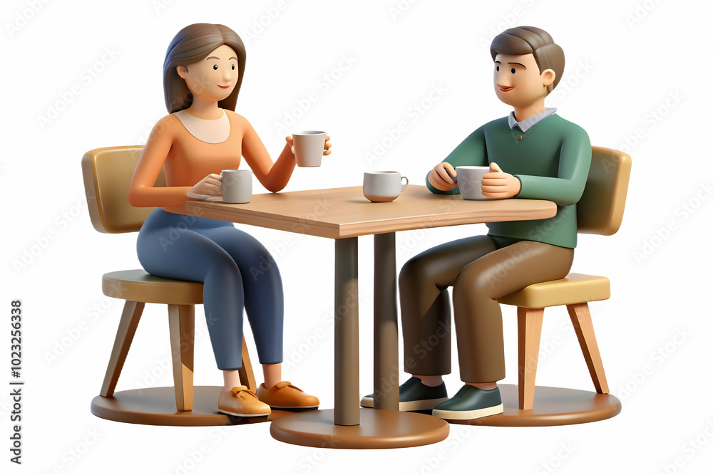 Flat Vector Illustration of a Couple Enjoying Coffee Together at a Rustic Kitchen Table, Capturing Warmth, Connection, and Relaxed Atmosphere in a Simple Business Tone Flat Vector Illustration of a Couple Enjoying Coffee Together at a Rustic Kitchen Table, Capturing Warmth, Connection, and Relaxed Atmosphere in a Simple Business Tone