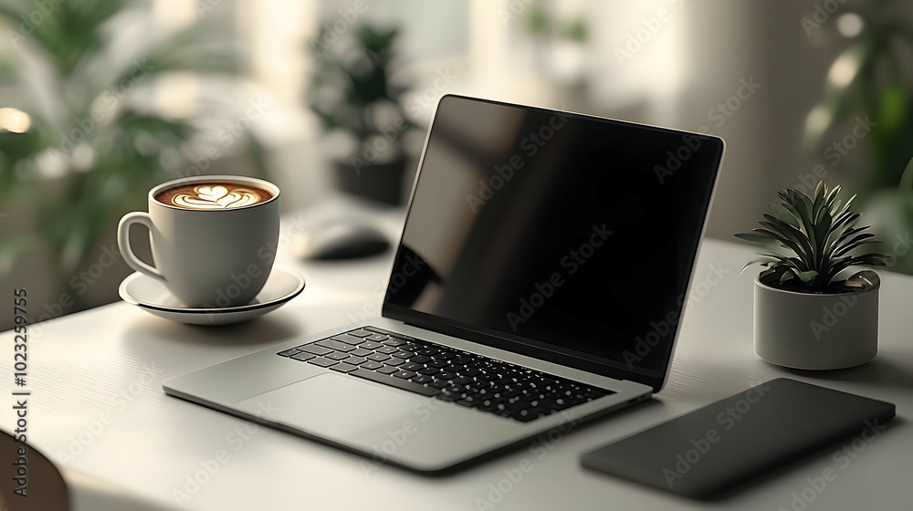 3D Icon of Laptop and Coffee Mug Isolated � A Vector Image Showcasing a Sleek Laptop Next to a Coffee Mug on White Background for Productive Home Office Setup 3D Icon of Laptop and Coffee Mug Isolated � A Vector Image Showcasing a Sleek Laptop Next to a Coffee Mug on White Background for Productive Home Office Setup