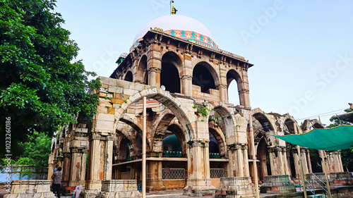 View of Qutub e Alam Mosque and tombs, 15th-century monuments built in different phases, Vatva, Ahmedabad, Gujarat, India.