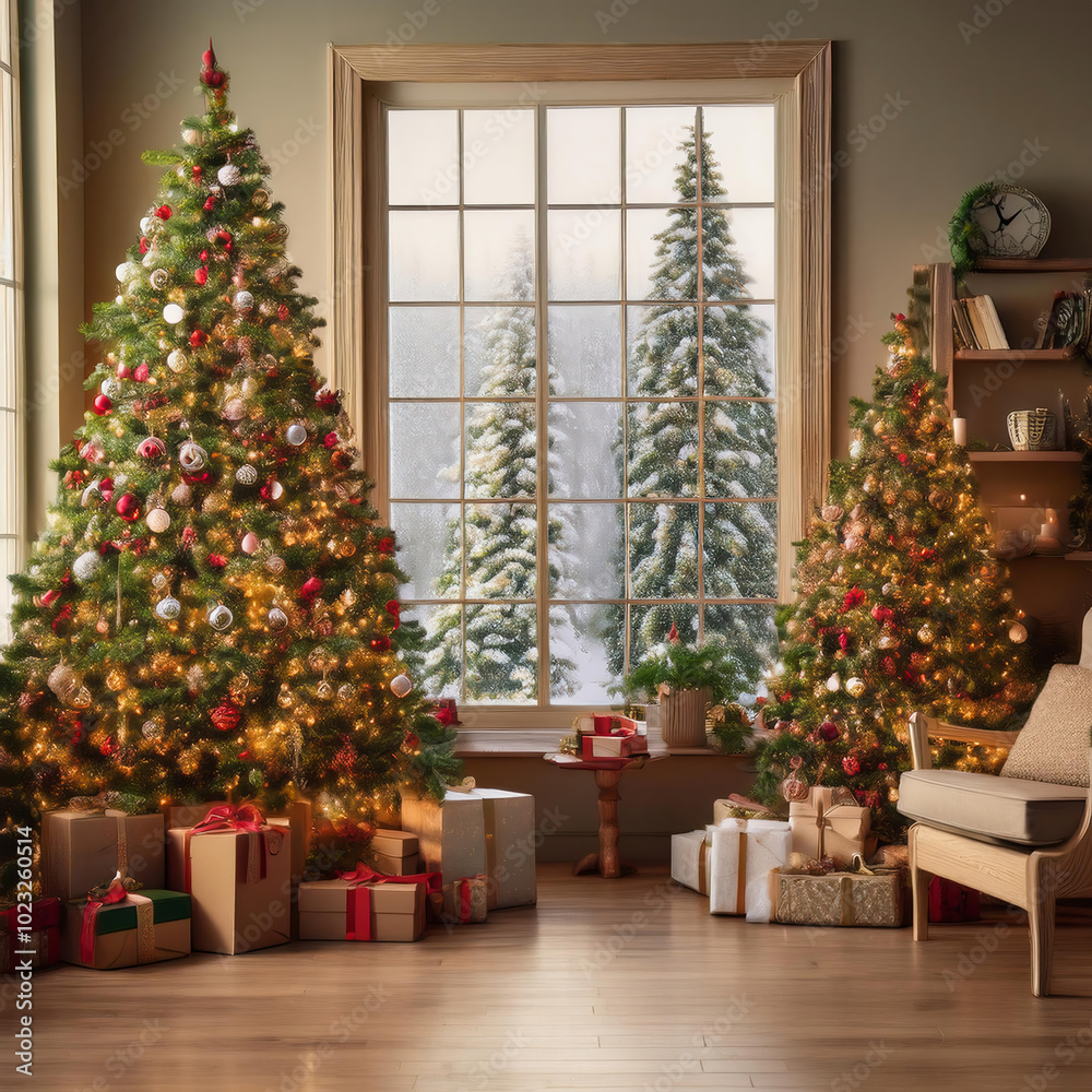 A cozy living room decorated for Christmas, featuring a beautifully adorned Christmas tree surrounded by wrapped presents, creating a warm and festive atmosphere for the holiday season.
A cozy living room decorated for Christmas, featuring a beautifully adorned Christmas tree surrounded by wrapped presents, creating a warm and festive atmosphere for the holiday season.