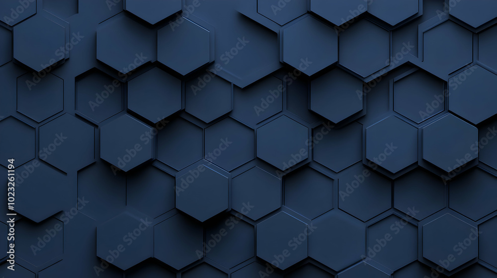 Abstract 3D Hexagon Pattern Background in Dark Blue Abstract 3D Hexagon Pattern Background in Dark Blue