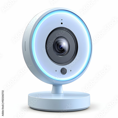 Webcam and Ring Light Isolated Vector Image on White Background - Ideal for Home Office Video Conferencing Tools Concept