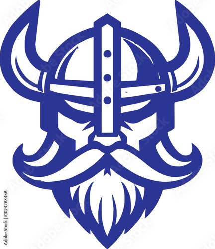 Head of bearded viking warrior with horned helmet. Logo man with a beard. Vector illustration.