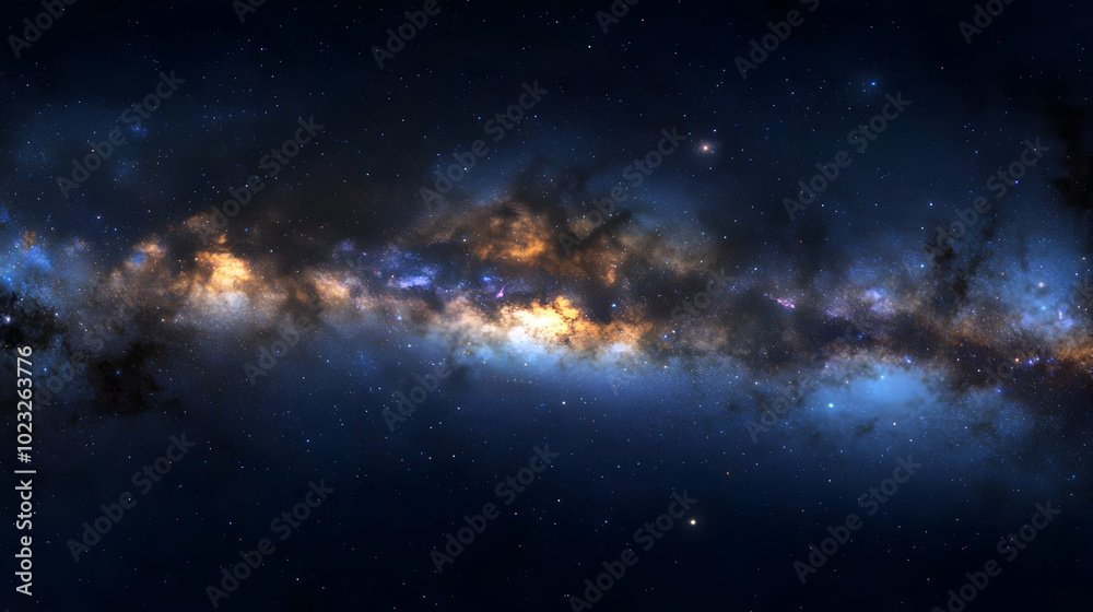 A Stunning View of the Milky Way Galaxy, with its Dusty Swirls and Bright Stars Against a Deep Blue Space