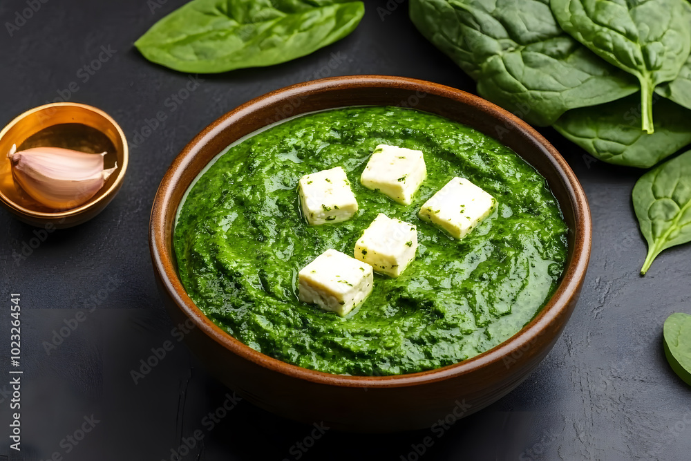 Palak Paneer in a Bowl – Creamy Spinach and Cheese Cubes Indian Dish Palak Paneer in a Bowl – Creamy Spinach and Cheese Cubes Indian Dish