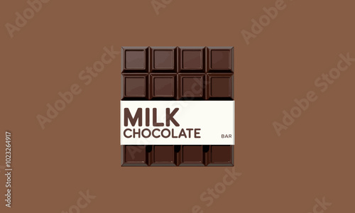 Milk chocolate bar with classic block design and wrapper