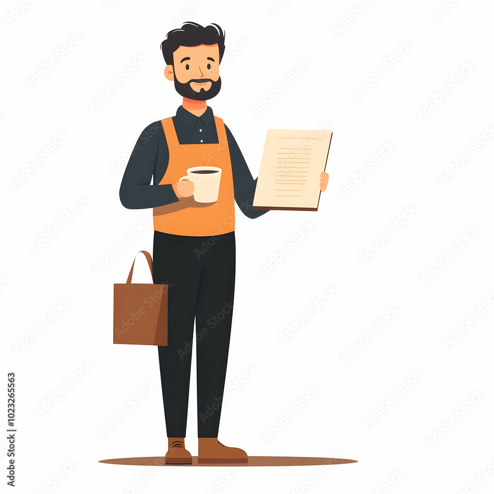 Person Holding Coffee Cup and Menu Against Clean Background Symbolizing Efficient and Friendly Restaurant Service for Hospitality Concept Person Holding Coffee Cup and Menu Against Clean Background Symbolizing Efficient and Friendly Restaurant Service for Hospitality Concept