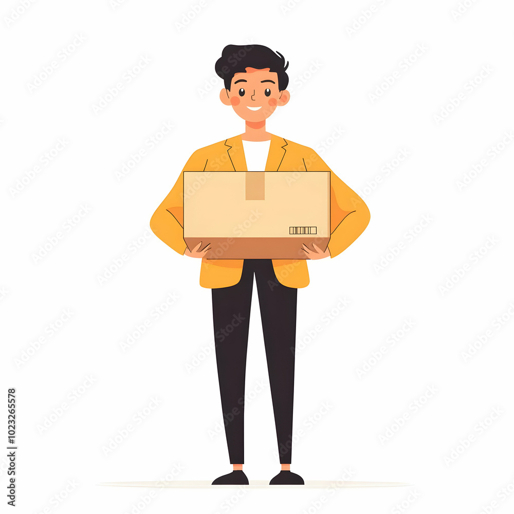 Person Holding Delivery Box Symbolizing Trustworthy Courier Service Against Clean Background Space for Text or Graphics Reflecting Reliability and Commitment