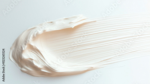 close-up texture of the cream and serum product, set against a plain simple minimalism backgroundwith leaves photo