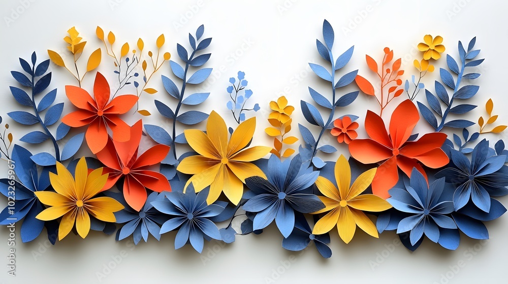 Fototapeta premium Euro symbol centerpiece surrounded by a lively festival for Euro Day in papercut and watercolor style
