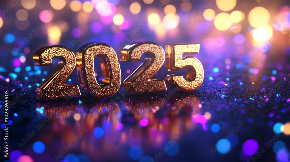 Golden metallic 2025 on a shiny background, surrounded by glowing warm lights and blue bokeh effects. Golden metallic 2025 on a shiny background, surrounded by glowing warm lights and blue bokeh effects.