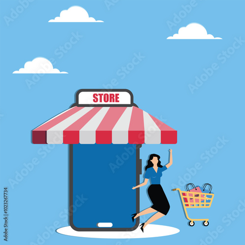 Businesswoman being happy after shopping