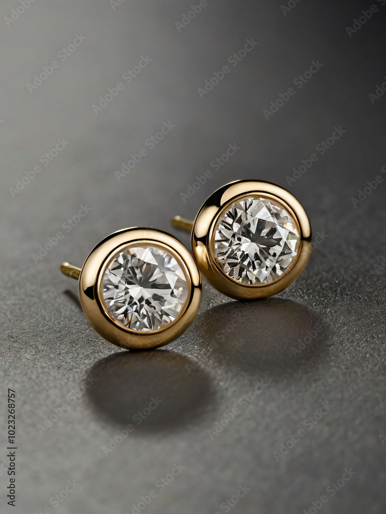 a pair of elegant gold earrings adorned with round-cut diamonds. a pair of elegant gold earrings adorned with round-cut diamonds.