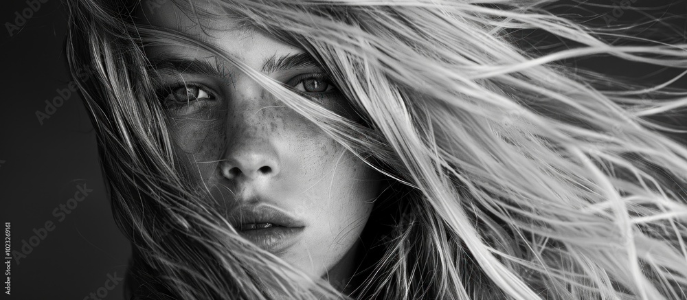 Windswept Beauty: A Monochrome Portrait Windswept Beauty: A Monochrome Portrait