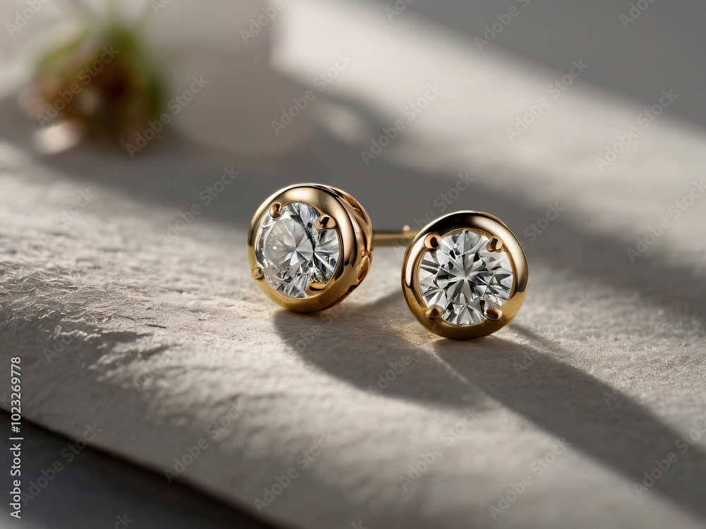 a pair of elegant gold earrings adorned with round-cut diamonds. a pair of elegant gold earrings adorned with round-cut diamonds.