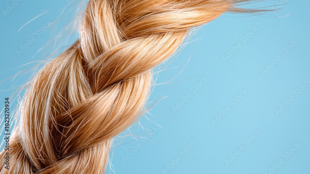 Naklejka premium Close-Up of a Beautiful Blonde Braid on Blue Background