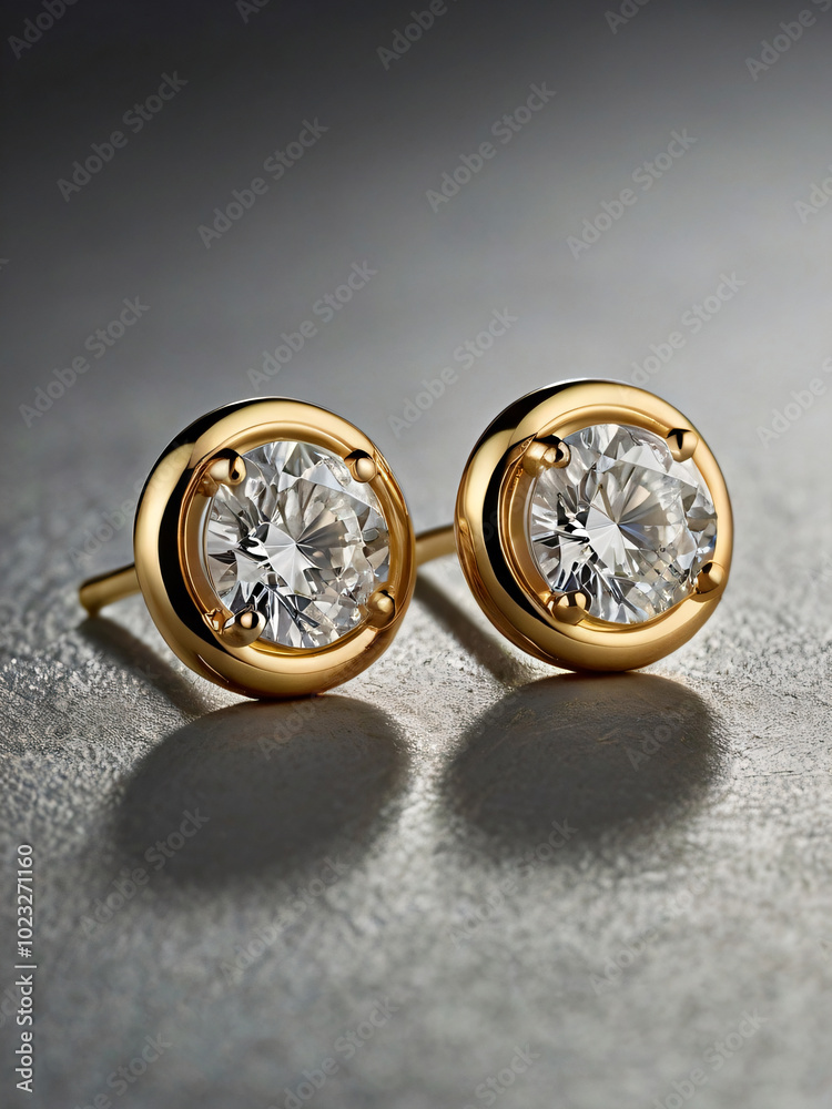 a pair of elegant gold earrings adorned with round-cut diamonds. a pair of elegant gold earrings adorned with round-cut diamonds.