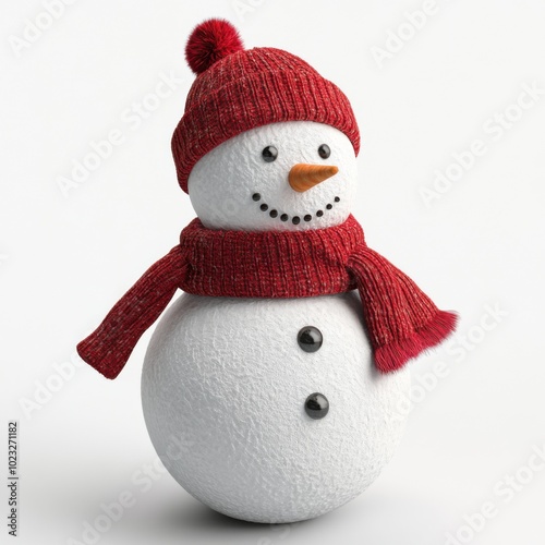 nowman wearing a red scarf and hat photo