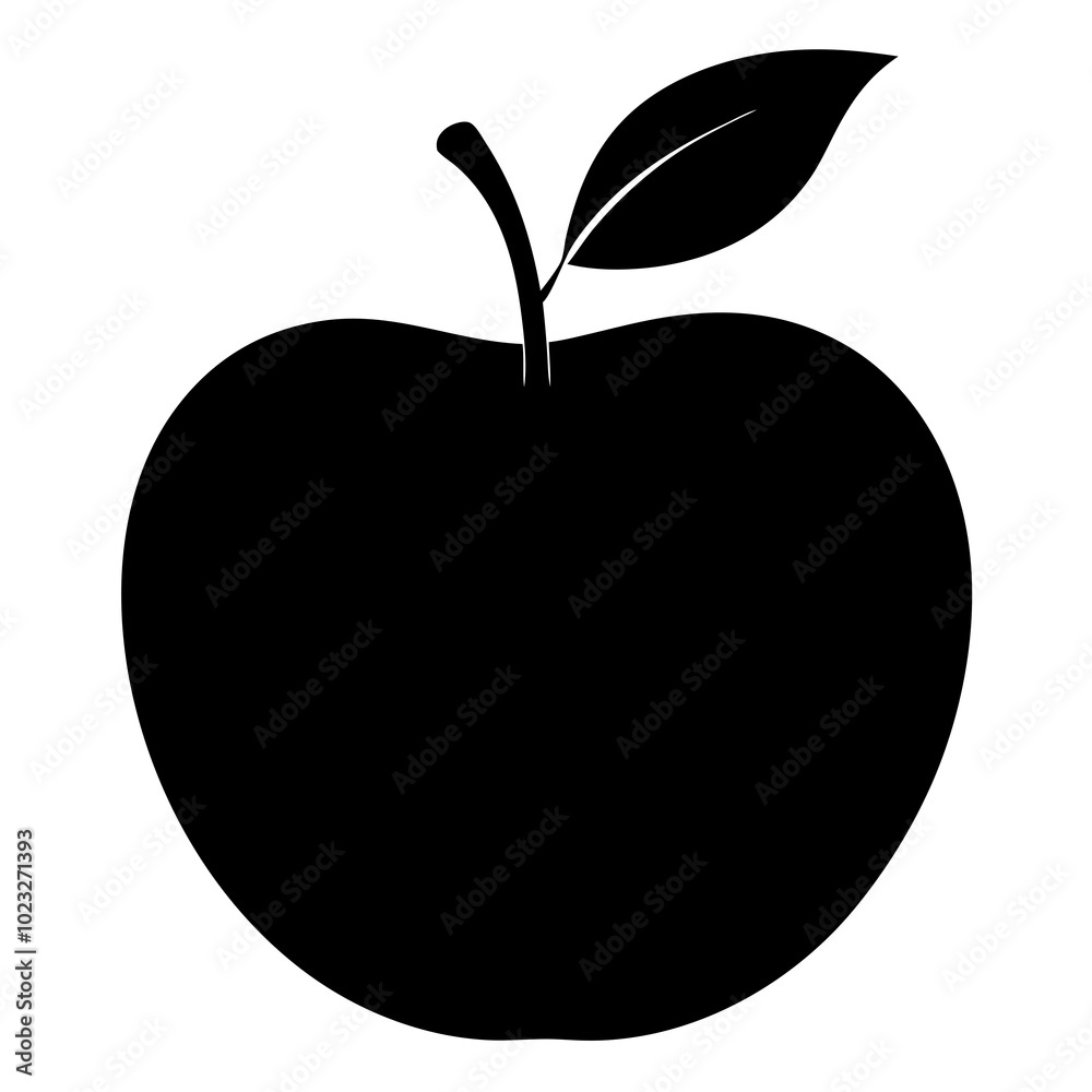 apple isolated on white silhouette vector illustration apple isolated on white silhouette vector illustration