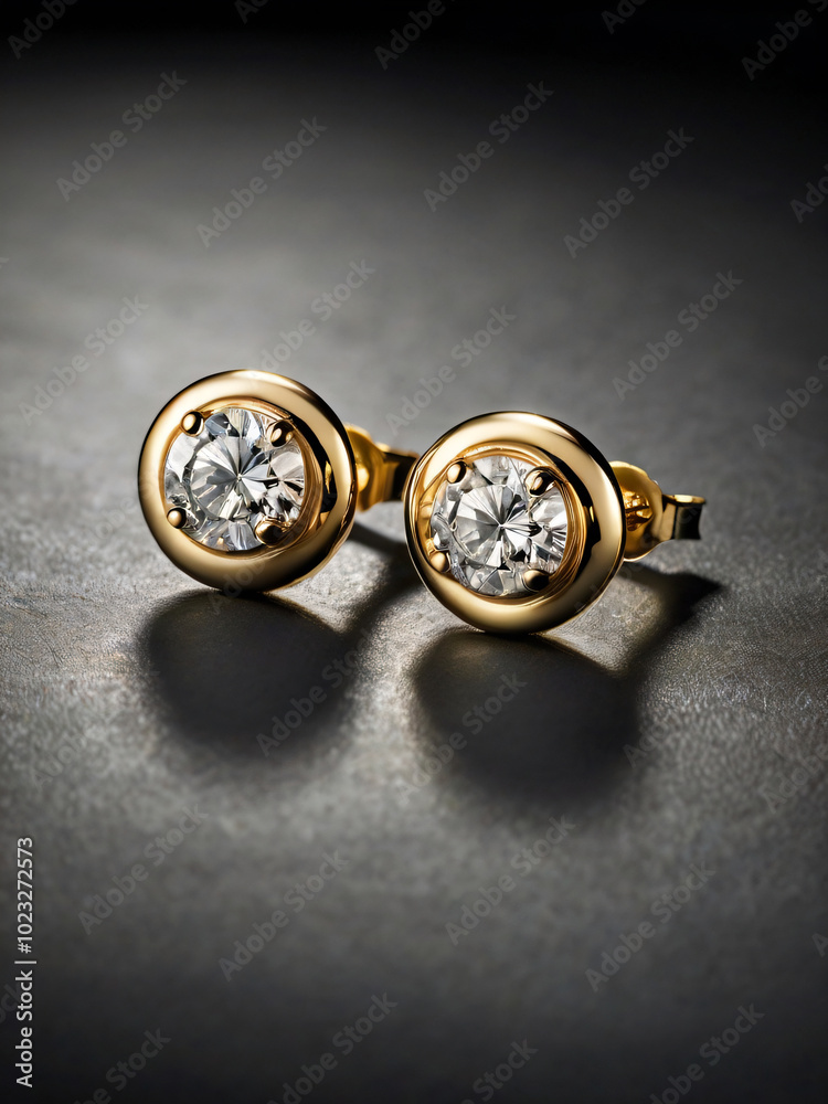 a pair of elegant gold earrings adorned with round-cut diamonds. a pair of elegant gold earrings adorned with round-cut diamonds.