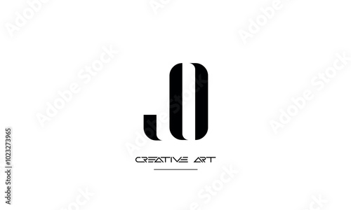 JO, OJ, J, O abstract letters logo monogram