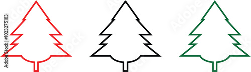 Christmas tree illustrations Vector. Christmas tree black and white symbols. Simple shape concept for winter season icon.