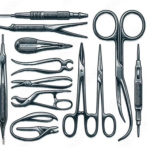 Hemostat set vector illustration
