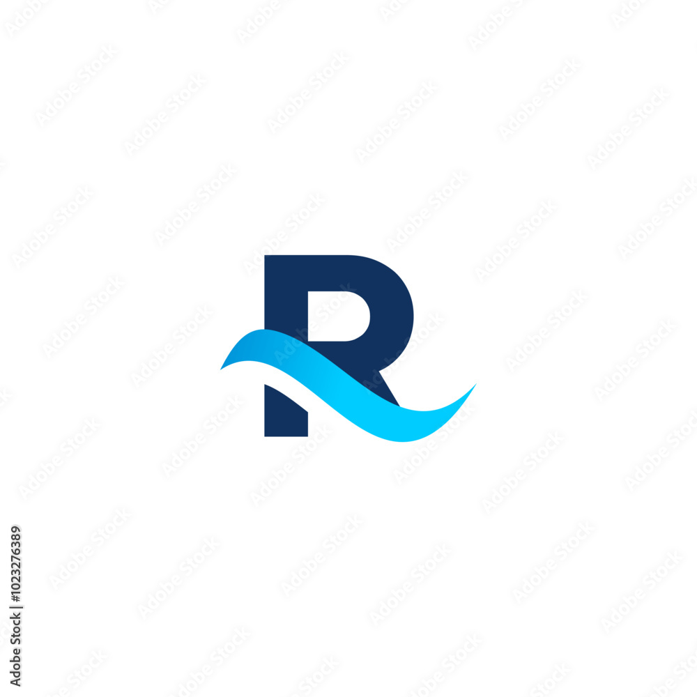 R letter wave illustration vector logo R letter wave illustration vector logo