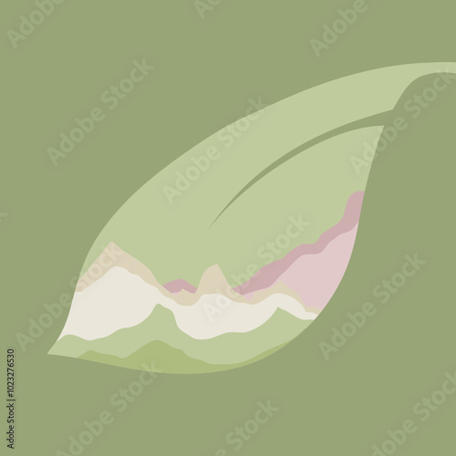 abstract leaves with mountains vector photo