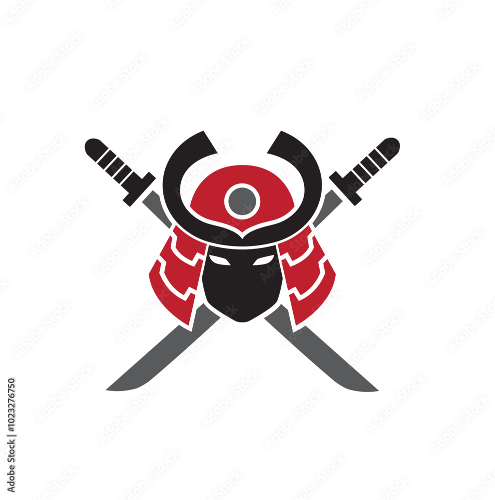 Samurai Helmet And Two Swords Logo Vector Symbol Design
Samurai Helmet And Two Swords Logo Vector Symbol Design