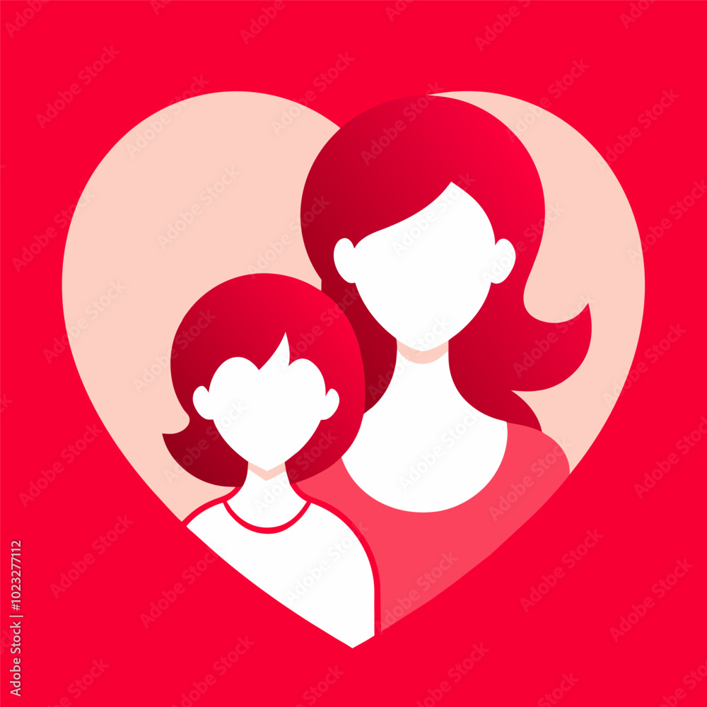 mother's day, mom and kid paper-cut card design template mother's day, mom and kid paper-cut card design template