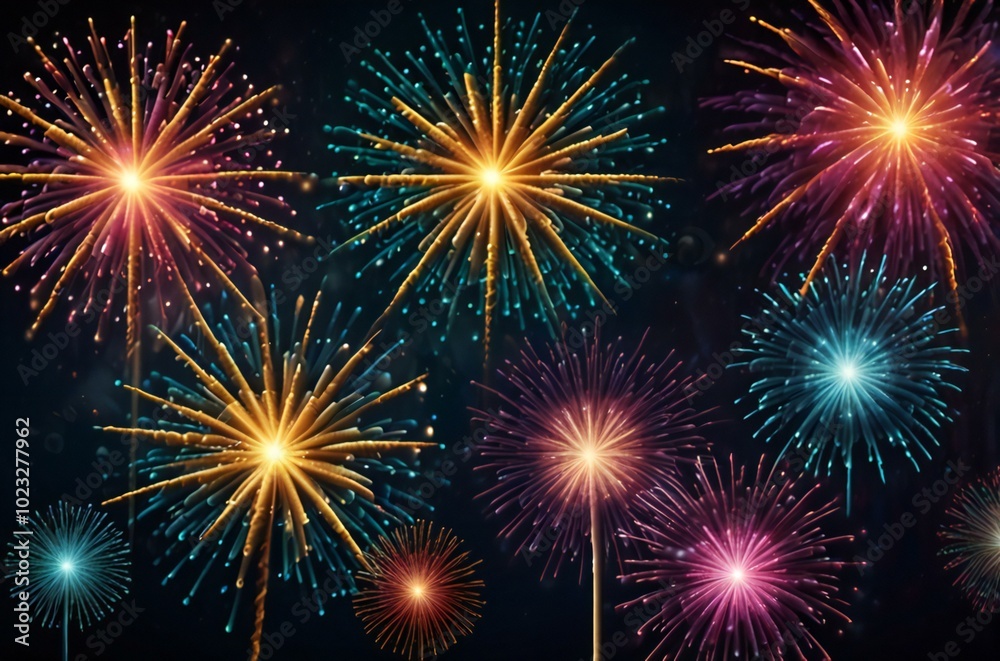 fireworks on the night sky