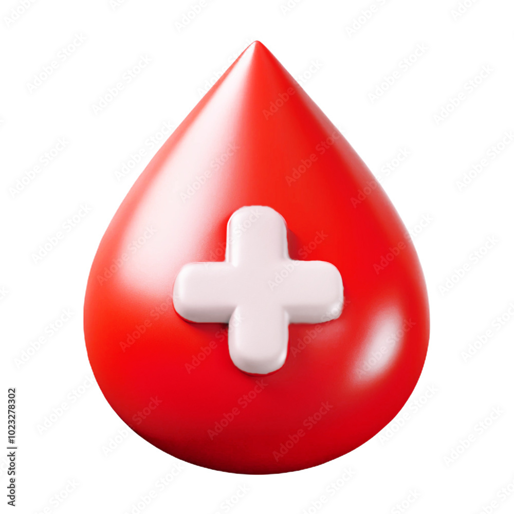 Blood drop with medical cross symbol 3d cartoon style illustration Blood drop with medical cross symbol 3d cartoon style illustration
