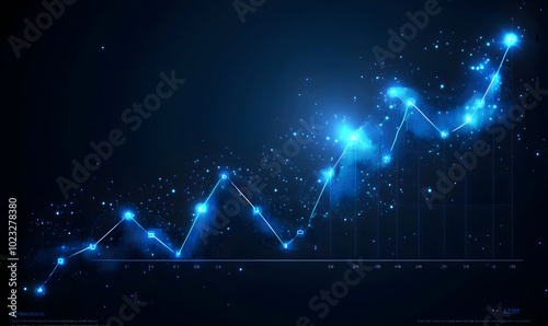 Futuristic Stock Market Chart with Glowing Data or Dynamic Financial Timeline for graphic background