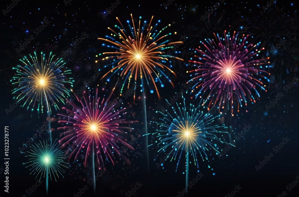Naklejka premium fireworks on the black sky