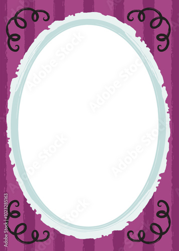 retro vaudeville burlesque grunge modern mid century cartoon mask frame rectangular full page with rough purple stripes vector vintage background design resource