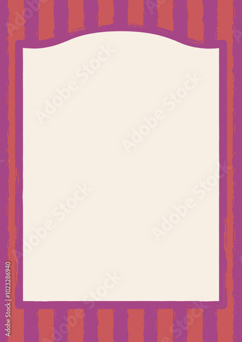 retro vaudeville seaside carnival puppet theatre booth full page grunge mid century cartoon mask frame with rough pastel stripes vector vintage background design resource