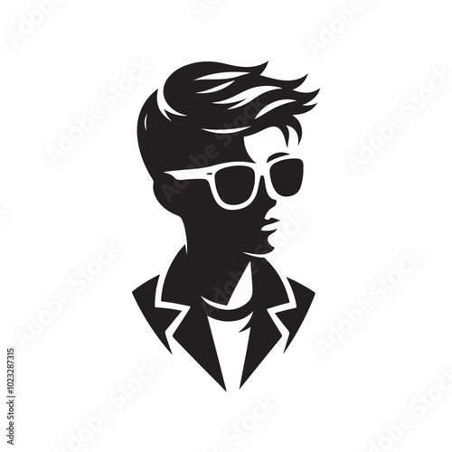 Black Color Fashion boy silhouette design Vector Illustration, Solid White Background 31.eps