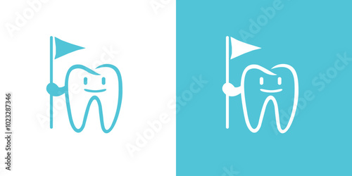 Teeth dentist child icon logo tooth dental care character vector