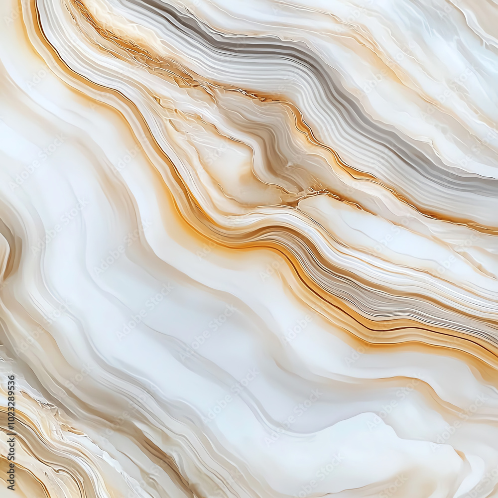 Obraz premium Abstract marble texture with elegant swirls of white and warm tones. Perfect for backgrounds, wallpapers, or design projects.